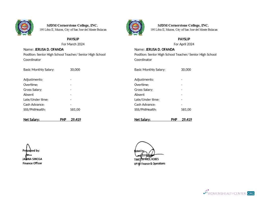 Download SJDM Cornerstone College payslip template in Word and PDF formats.pdf, 1 Photoshop template